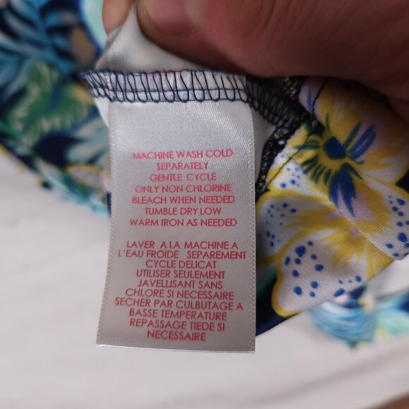 Stella Parker Tropical Floral Dress Womens Large Zip Colorful Athleisure FLAWS - Picture 13 of 15